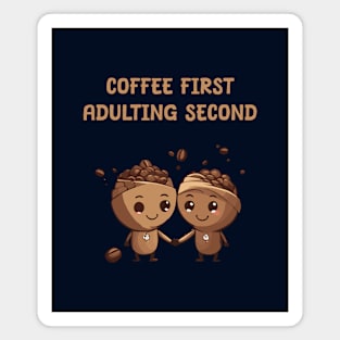 Cute coffee beans holding hands Magnet